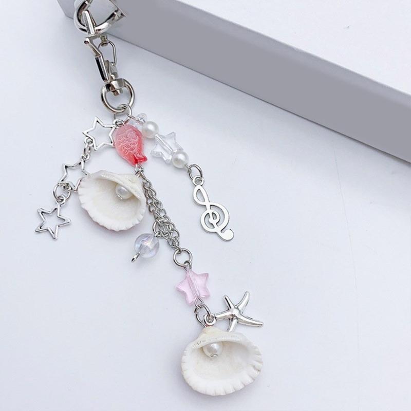 Y2K Hvězdy Mušle Perlový přívěsek Řemínek na telefon Přenosná šňůrka pro dívky ženy