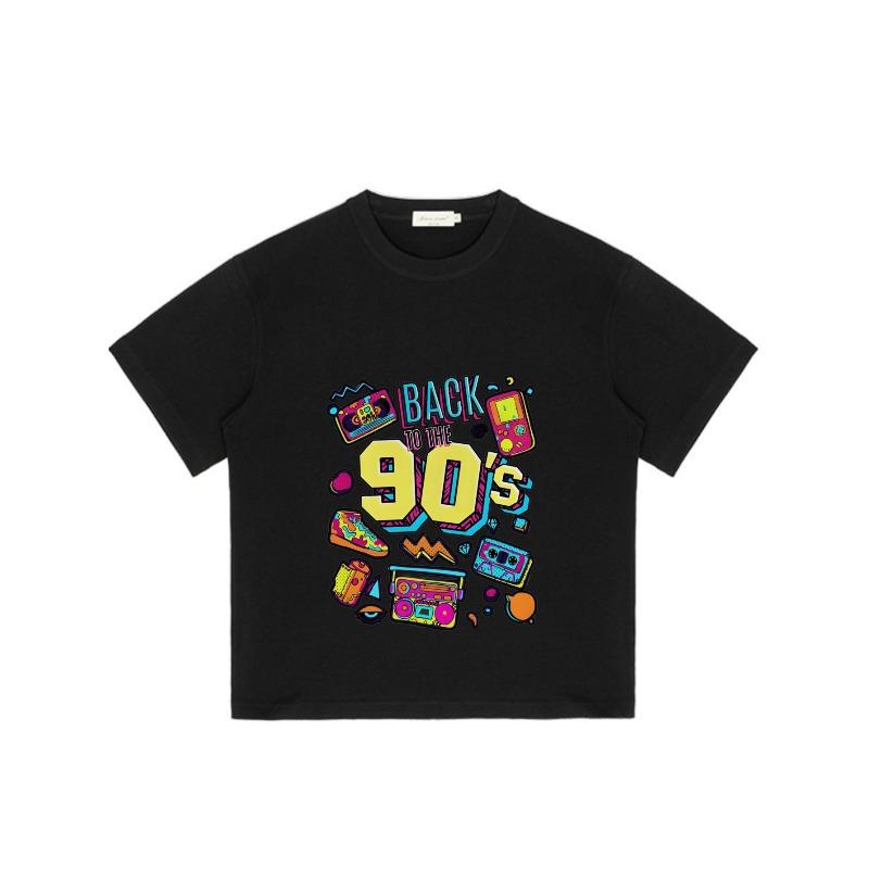 Back To The 90s T-Shirt Black Retro 90s Themed Graphic with Game Console Cassette Tape and Boombox Print for Casual Wear Party and Nostalgic Events