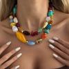 Ingemark 5 Styles Bohemia Colorful Acrylic Beaded Choker Necklace Women Vintage Adjustable Stackable Clavicle Chain Jewelry Gift