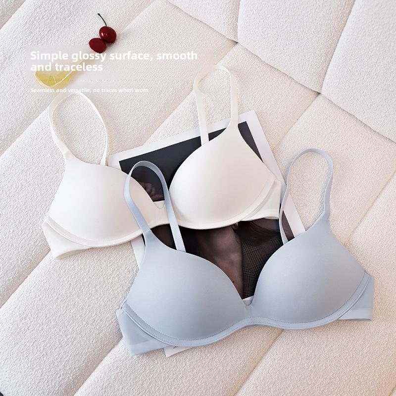 „Zhiqu nahtloser weißer Triangel-BH – bügellos, sexy, geraffte Passform“