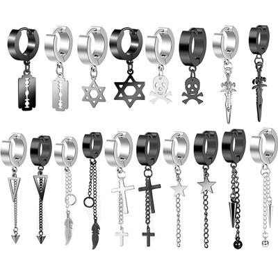 Pendientes de acero de titanio cónicos puntiagudos personalizados para hombres y mujeres, pendientes circulares simples Retro, clips para las orejas de Hip Hop, 2 uds.