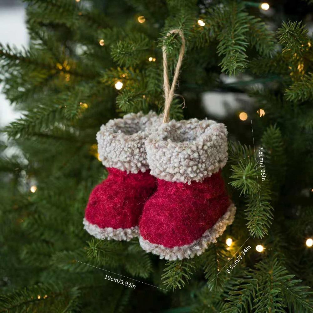 Colorful Fabric Christmas Boot Pendant Mini Size Christmas Tree Pendant Holiday Gift