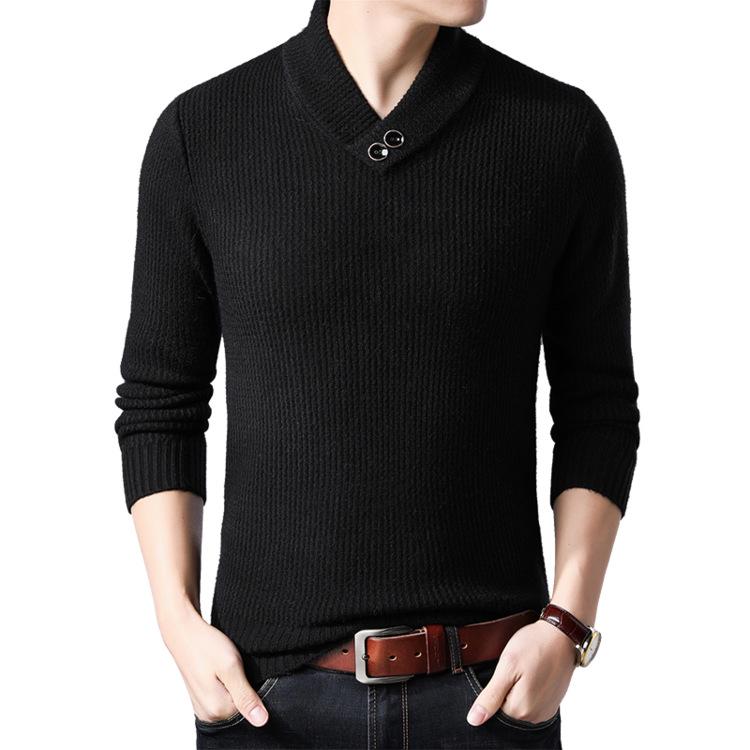 Men's Thick Knit Half-High Collar Sweater - Warm Threaded Base Layer for Autumn/Winter