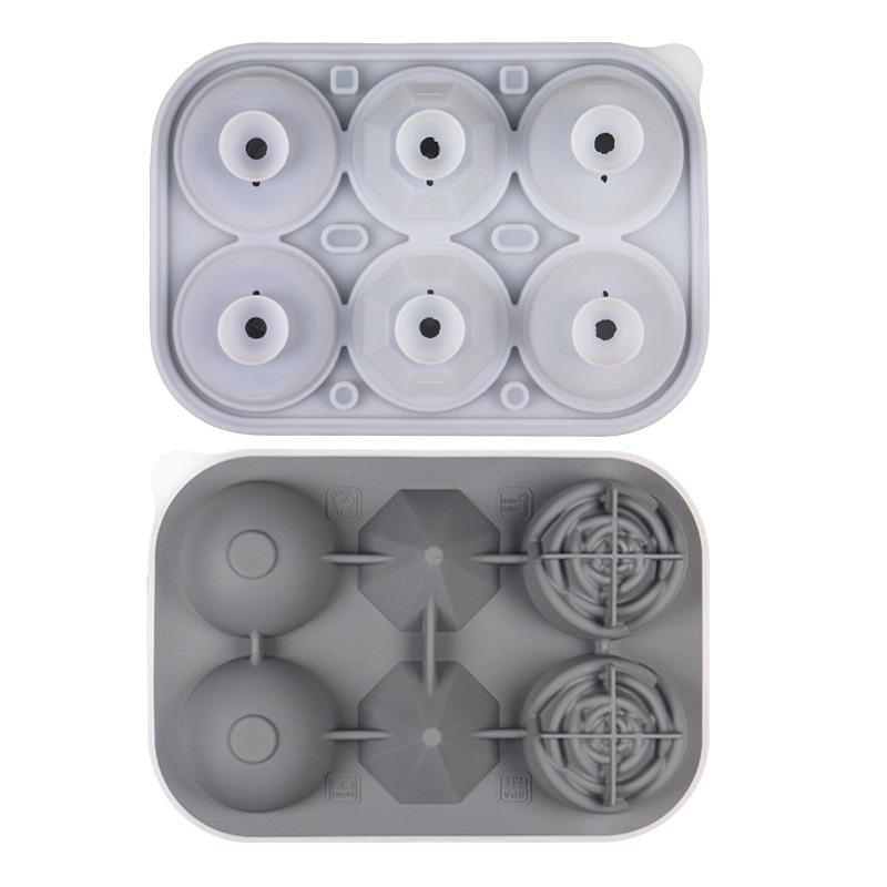 6-Cavity Diamond Rose Ice Cube Mold - Easy-Release Platinum Silicone Tray
