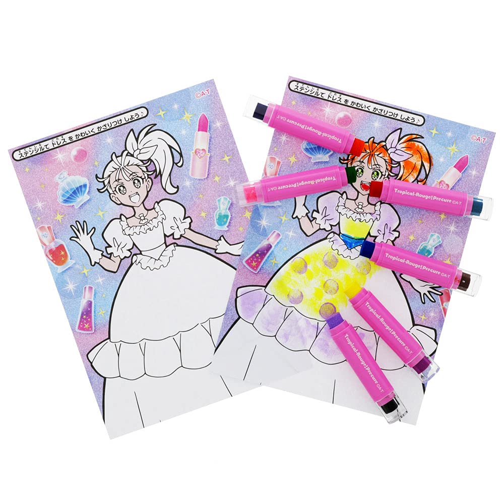 Sunstar Stationery Pompom Stencil Set PreCure 3094320A Tropical-Rouge!