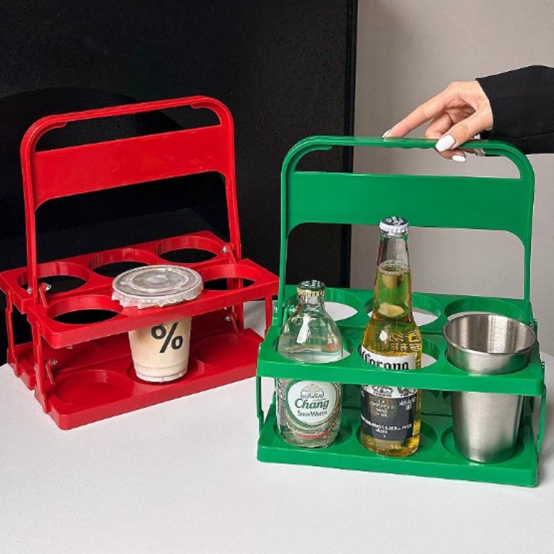 1 Piece of 6-hole Foldable Plastic Wine/milk/beverage Rack,reusable,bar Display Wine Rack,suitable for Picnics,barbecues,parties