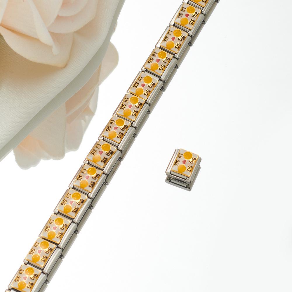 2024 DIY Personalized Shiny Classic Burger Coffee Beverage 304 Stainless Steel Italian Charm Bracelet Link 9mm * 10mm Module