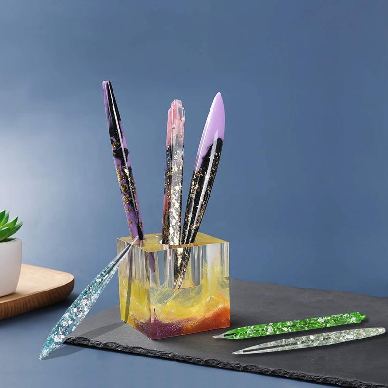 New Handmade Pen Silicone Mold Set DIY Crystal Epoxy Resin Mold Casting Mold Manual Transparent Pen Holder Making Tools 2023