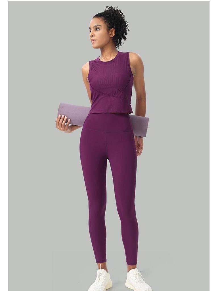 Spring-Summer High Waist Ribbed Patchwork Leggings: Butt-Lifting, Tummy-Control Yoga & Running Pants