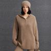 Women's Thickened Knit Cashmere Half-Zip Hoodie – Long Sleeve, Trendy Autumn/Winter Style