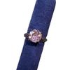 Octagonal Millennium Rose Cut Aquamarine & Purple Diamond Black Gold Ring