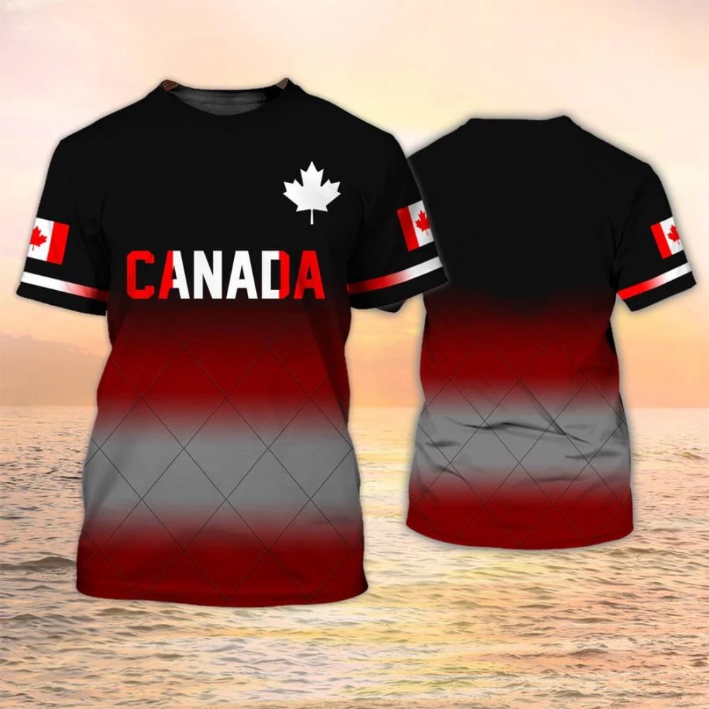 Canada Flag Maple Leaf Printed T-shirt Men Women Fashion Sports Streetwear Short Sleeved T Shirt Kids Canadian Football Jersey