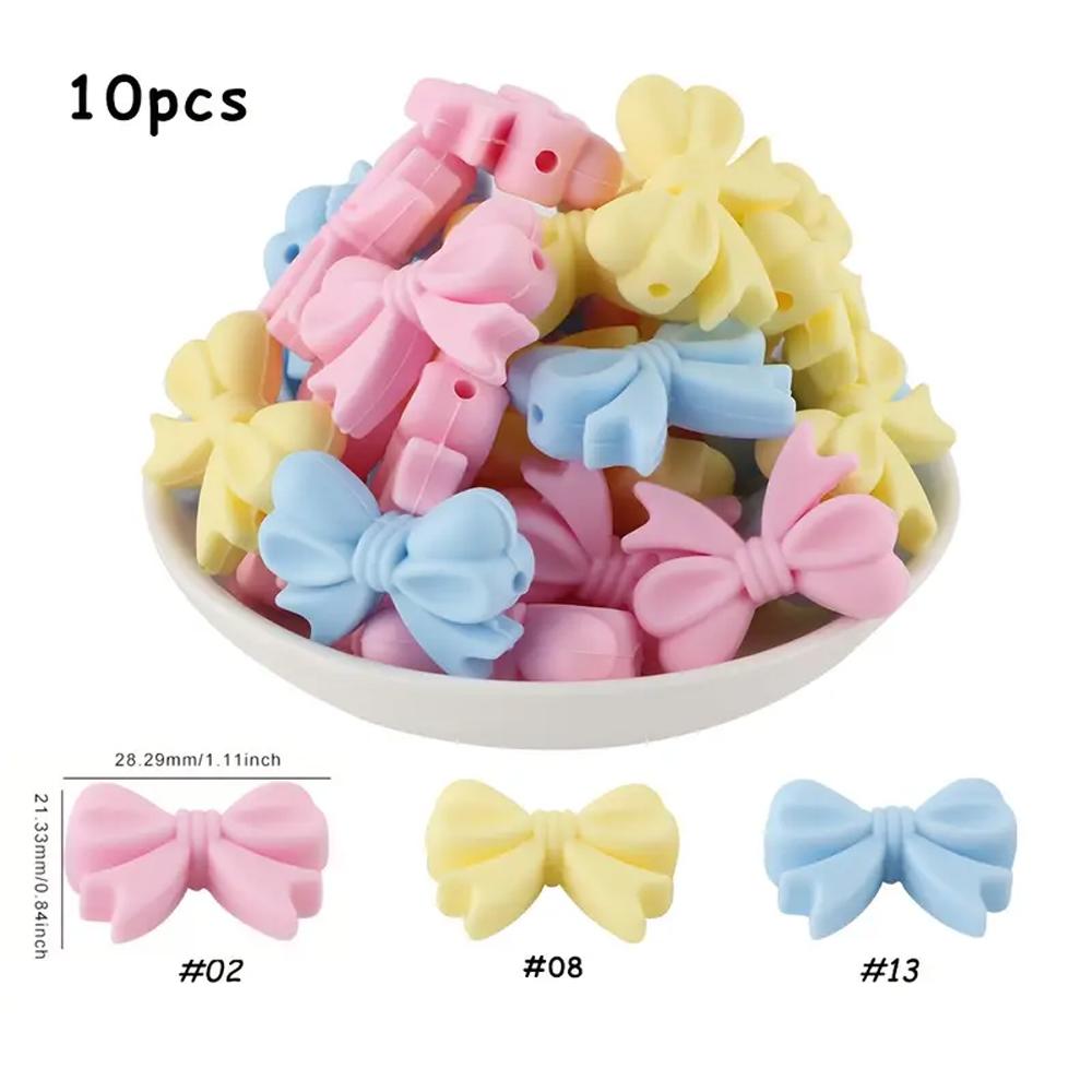 10/38/45PCS Bow Silicone Bead Set, 12mm/15mm, suitable for DIY handmade making, keychains, jewelry, bracelets, necklaces, etc
