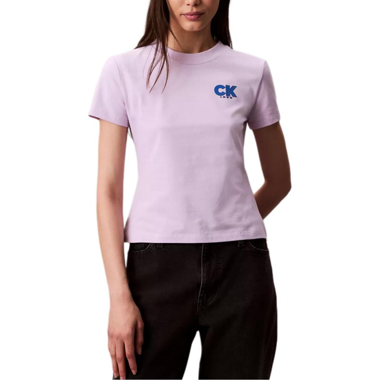 

Calvin Klein Мягкая Дышащая Приталенная Футболка с Коротким Рукавом Женские топы 47C834G-XEF XL