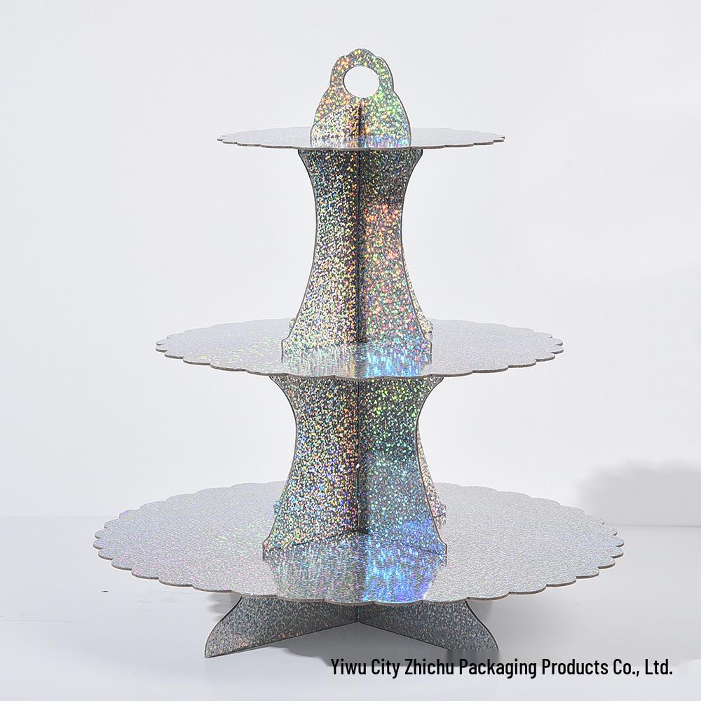 Mermaid-Themed Three-Tier Cake Stand for Weddings Birthdays блестящий серебристый