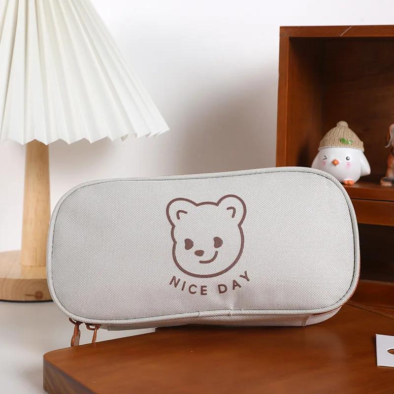 Large Capacity Pencil Bag Simple Creative In-Day Canvas Stationery Bag Girl Primary School Pencil Case Boy Pencil Case