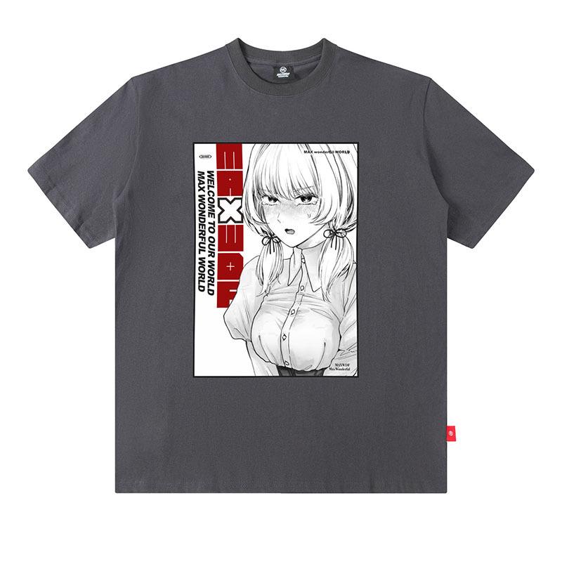 Trendy Brand Men'S Y2K Cartoon Printing T-Shirt Japanese Street Trend Large Version Loose Cotton T-Shirt Men And Women