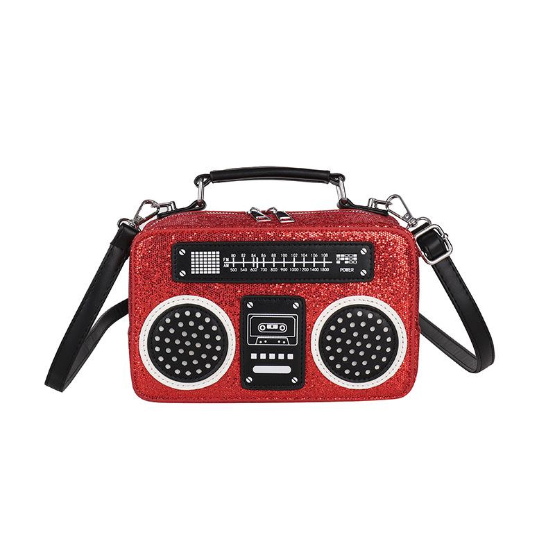 Bolsa rádio com lantejoulas para comércio exterior 2025 nova moda europeia e americana bolsa de ombro de cor contrastante bolsa mensageiro versátil feminina