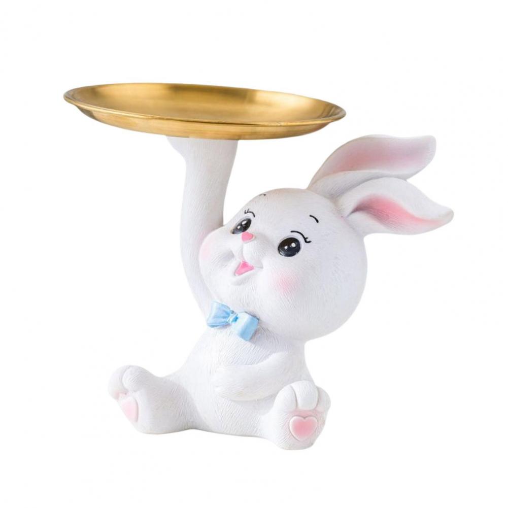 Söt Kanin Förvaringsbricka Kreativa Figurer Ornament Vardagsrum Veranda Skrivbord Hem Hartsdekoration Nycklar Godisförvaring Heminredning