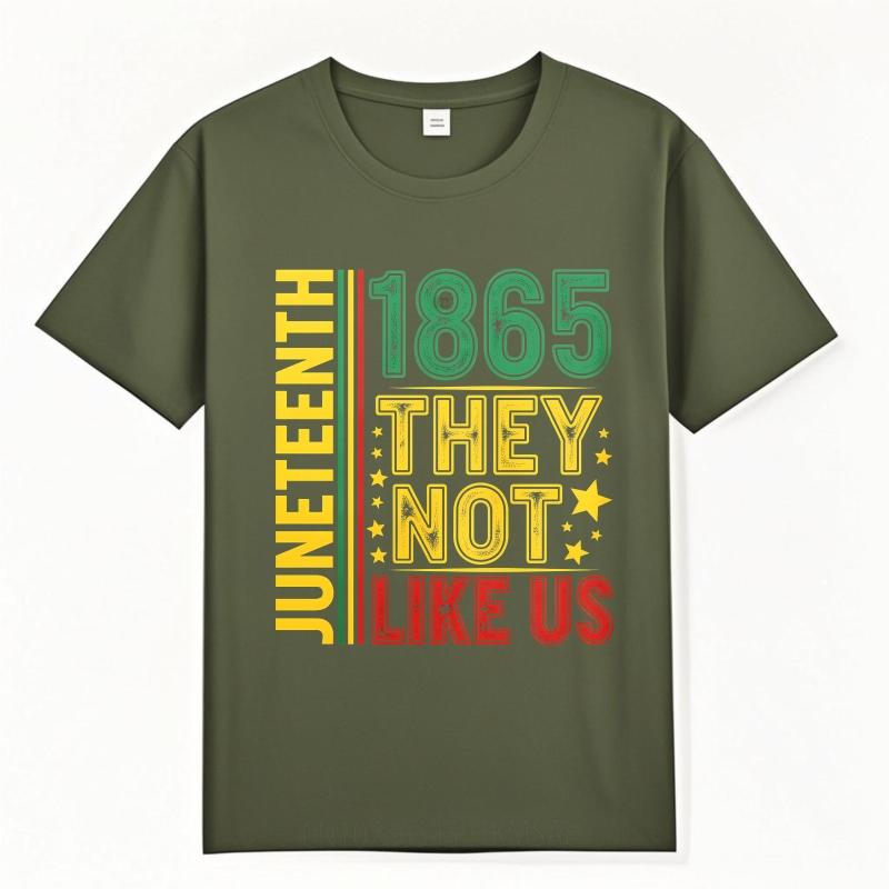 Unisexs tshirt Cotton Shirt Black Summer For Him Tshirt Juneteenth 1865 They Not Like Us Short Sleeve Solid Color ONeck Tees