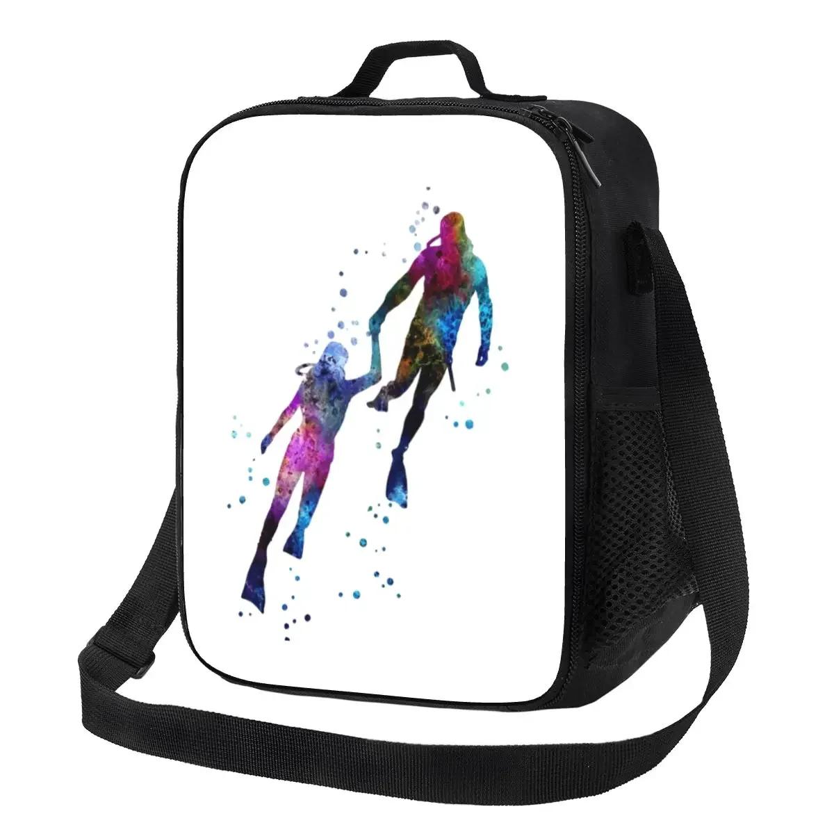 

Флаг дайвера и изолированная сумка для ланча для женщин, любящих дайвинг, термосумка-холодильник, пляжный кемпинг, путешествия 26.5x20x11.5CM белый