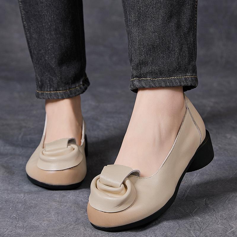 GKTINOO Jaro Léto Dámské Lodičky Retro Dámské Střední Podpatky Nazouvací Květinové Lodičky Ručně Vyráběné Dámské Boty z Pravé Kůže