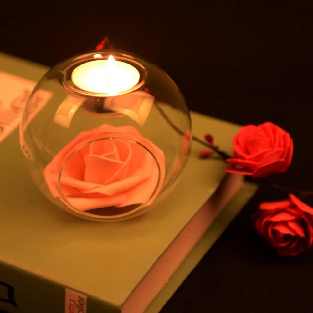 6/12Pcs Transparent round Bubble Hollow Glass Candlestick Wedding Dinner Table Decoration Glass Candle Holder for Party Wedding