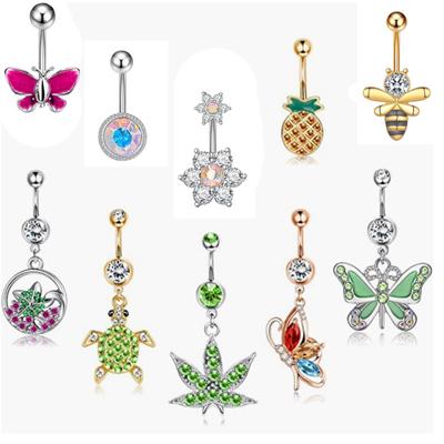Piercing Jewelry Bright Color Butterfly European And American Personality 316 Umbilical Nail Navel Ring Set