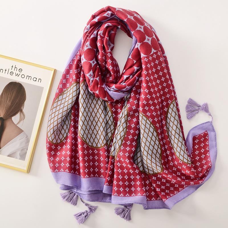 Women Luxury Brand Viscose Scarf Butterfly Floral Tassel Shawls Autumn Winter Wrap Pashmina Stole Muslim Hijab Sjaal 180*90Cm