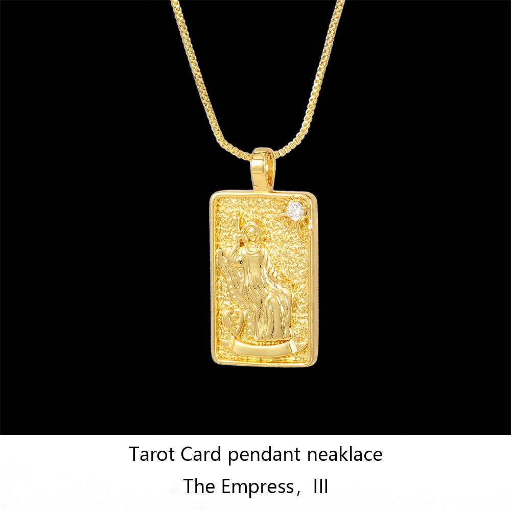 Nordic Solomon Tarot Card Necklace: Trendy Punk Hip Hop Style with Diamond Square Choker for Men and Women