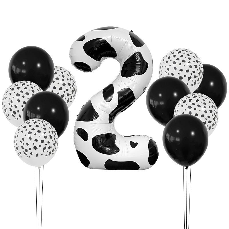 Cow Jungle Theme Balloon Set 40 Inch Black And White Digital Latex Balloon Decoration Birthday Party Decoration Photo