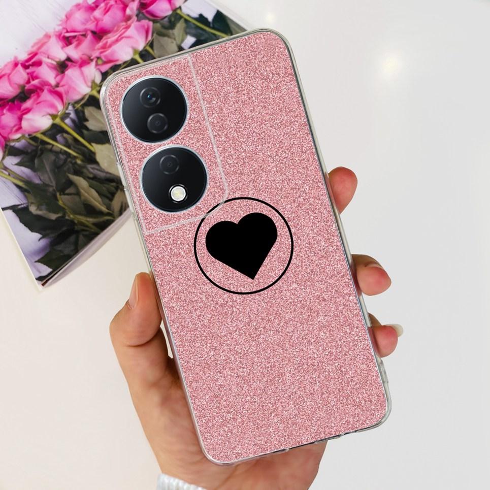 For Cover Honor X7b 5G Case For Honor X8B 4G Love Heart Women Fashion Luxury Pattern Housing Etui Huawei HonorX8b Soft Clear TPU