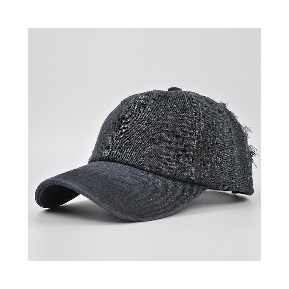Casquette de baseball en jean de coton délavé avec trous casquette de baseball simple visière légère pièce unique