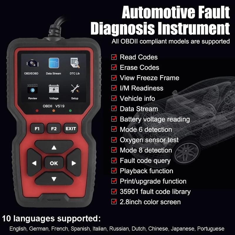 2026 Engine Fault Reading Data OBD2 Scanner V519 Elm327 Battery Voltage Detection Automotive Fault Diagnosis Instrument