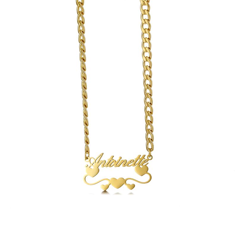 Personalized Custom Name Necklace K18 Gold Cuban Chain Love English Letter Woman Necklace 50+5cm&fashion золотистый