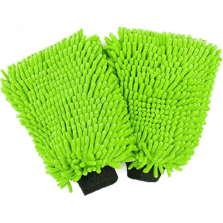 HOMEXCEL Car Wash Mitt, 2PK Chenille Microfiber Wash Mitt, Scratch-Free & Lint-Free, Rich Foam, Highly Absorbent, Double Sided, Perfect For Car