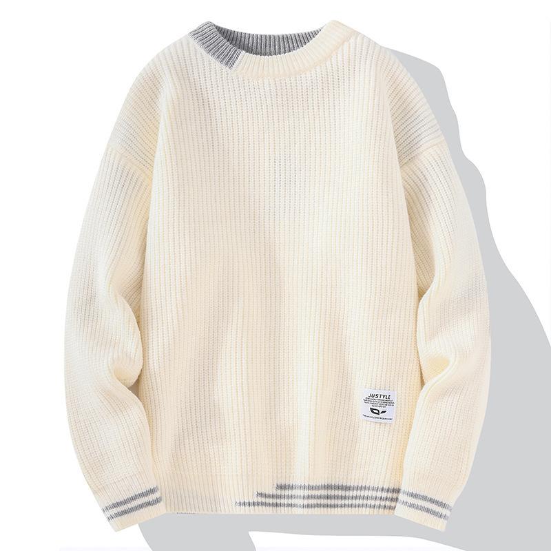 

Мужской осенне-зимний свитер - Свободный свитер с круглым вырезом, модный повседневный вязаный топ, удобный теплый комфортный вязаный свитер M