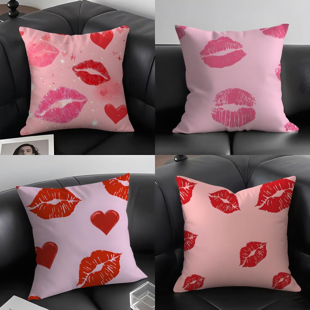 Lips Fashion Cushion Cover Pillowcase Ultra Soft Skin Friendly Fabric Cloud Like Comfort Concealed Zipper