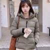 Winter new down cotton clothes women's short hooded slim and thin versatile commuter warm bread jacket