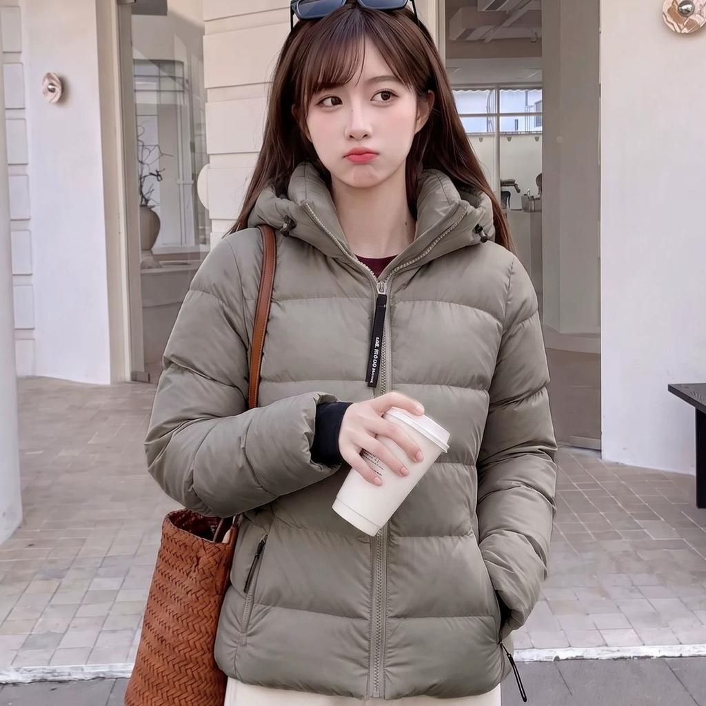 Winter new down cotton clothes women's short hooded slim and thin versatile commuter warm bread jacket
