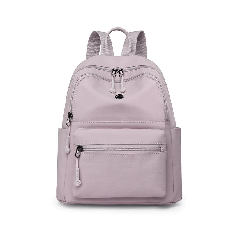 Women's Nylon Backpack Lightweight Solid Color Student Schoolbag