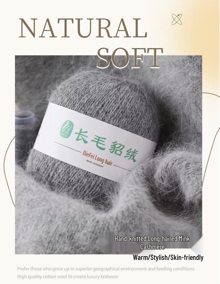 Long-Haired Mink Velvet and Cashmere Yarn: Hand/ Machine-Knitted, Medium-Thick