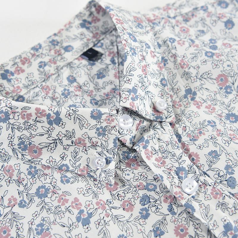 Men's Summer Short-sleeved Casual Shirt Youth Lapel Floral Loose Tops