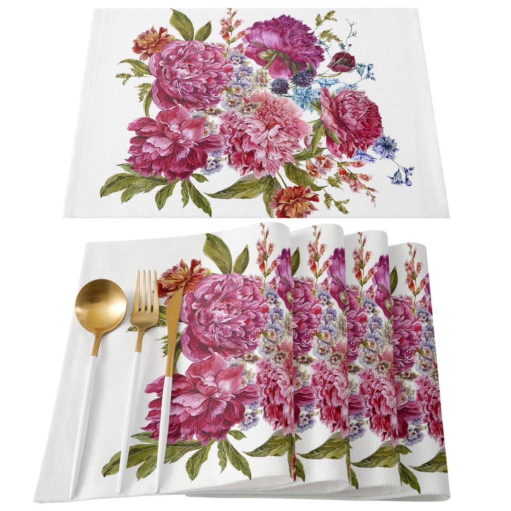 Pink Flower Leaves Round Table Cloth Festival Dining Waterproof Tablecloth Table Cover For Wedding Party Decor