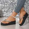 Fashion Fashion Crystal Wedges Flip Flops for Women 2025 Summer Lightweight Platform Slippers Woman Eva Clip Toe Beach Sandals Size 42