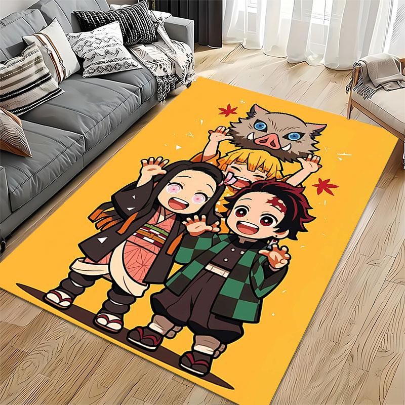 Cute Anime Characters On Yellow Suitable As a Non-slip Mat for the Living Room or Bedroom Sofa