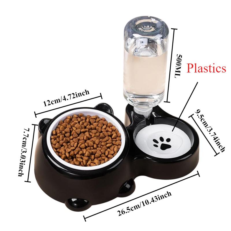 

2-in-1 Automatic Pet Feeder & Water Dispenser Non-Slip, Tilted Stainless Steel Bowls for Cats No Charging or Batteries Needed