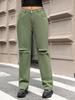 Women's European & American INS Ripped Casual Wide-Leg Straight Denim Pants