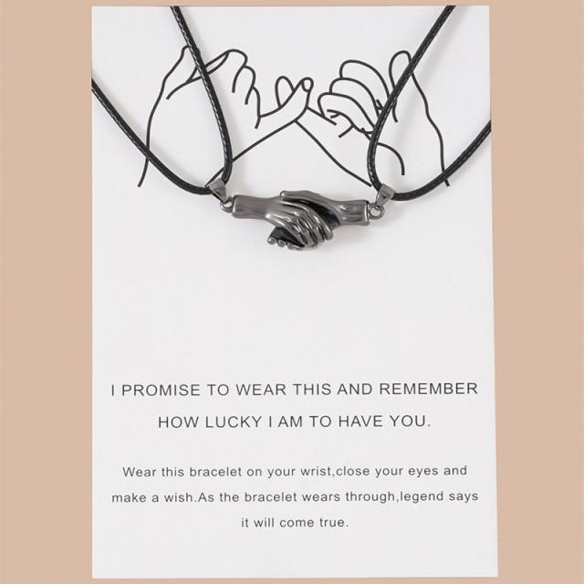 

2 шт. Магнитное притяжение двойные ожерелья подвески для женщин романтические украшения из нержавеющей стали цепочка свадебное ожерелье подарок лучшей подруге чёрный