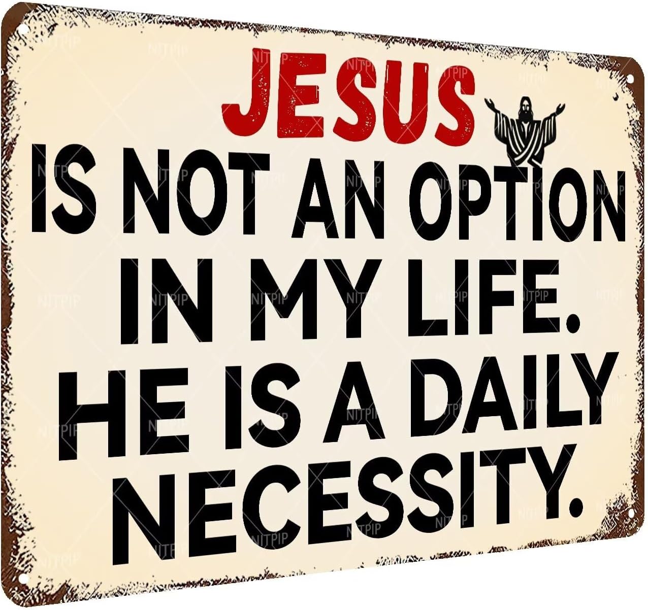 Vintage Jesus Is Not An Option Metal Tin Sign Room Decor Jesus Quotes Sign Funny Christian Signs For Bedroom Wall Church Sign 20x30cm(7.8x11.8inch)